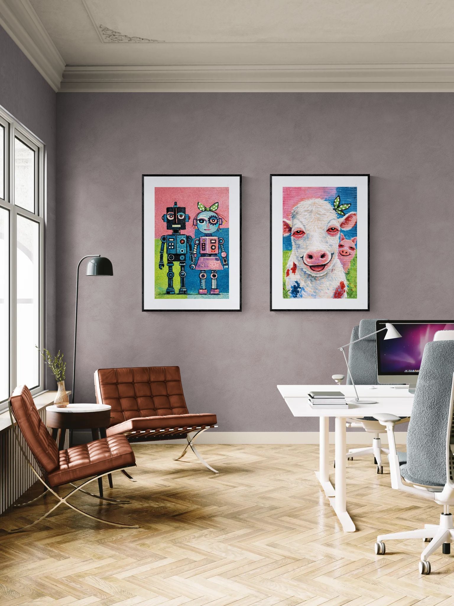 Love, Assembled Naïve-Pop Matte Paper Poster - Retro-Futurist Style