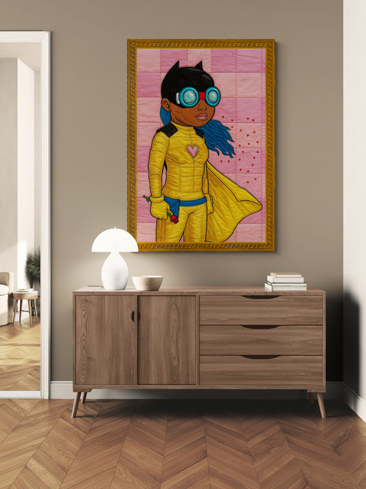 Love & Justice A Superhero's Quilt Comic-Inspired Matte Paper Poster