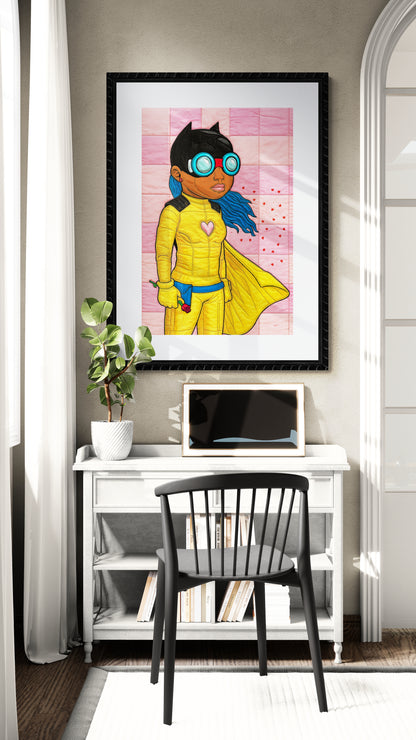 Love & Justice A Superhero's Quilt Comic-Inspired Matte Paper Poster