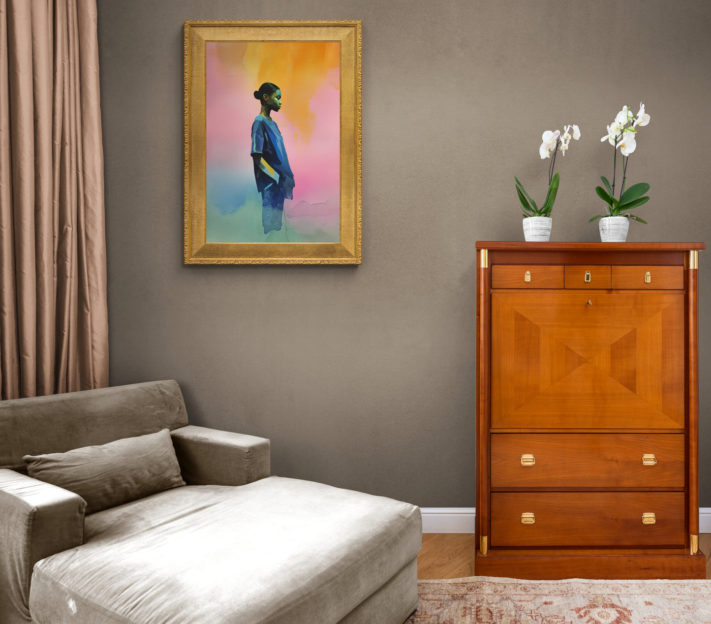 Luminous Calm Afro-Inspired Watercolor-Wash Matte Paper Poster