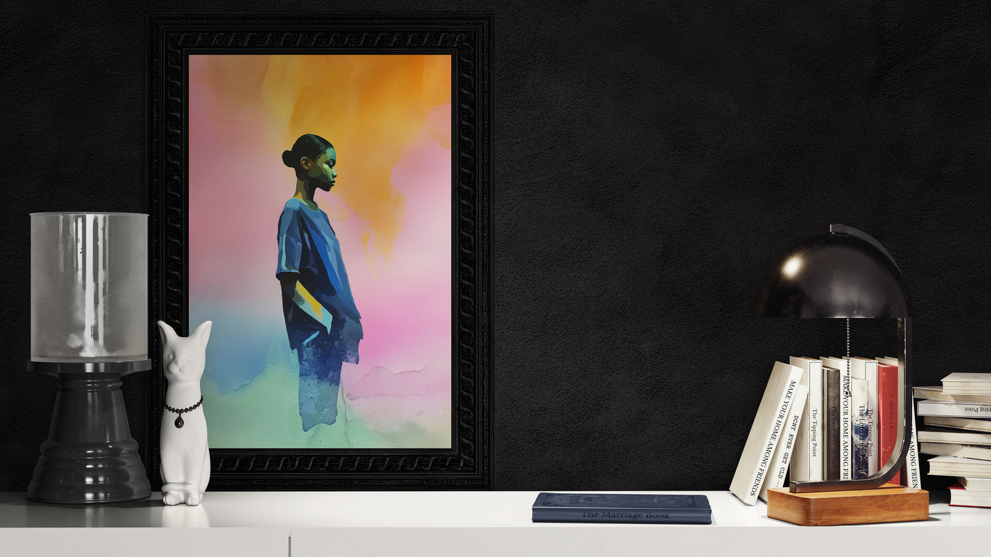 Luminous Calm Afro-Inspired Watercolor-Wash Matte Paper Poster