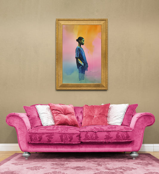 Luminous Calm Afro-Inspired Watercolor-Wash Matte Paper Poster