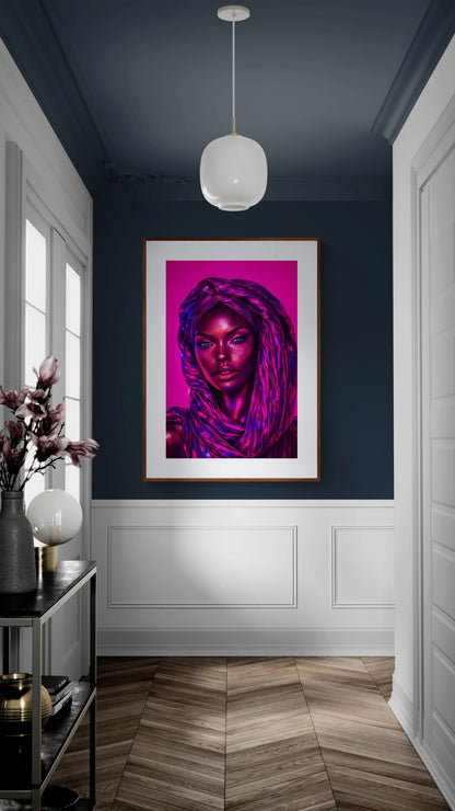 Magenta Nights Neon-Noir Matte Paper Poster - Pop Realism