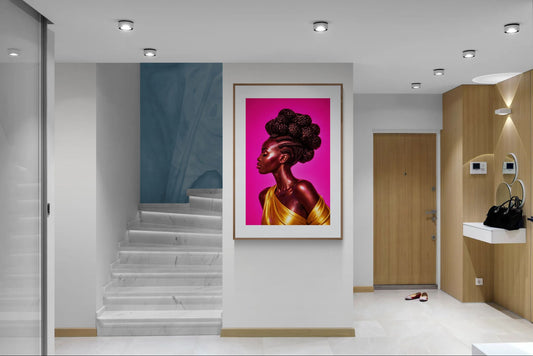 Magenta Silence Afro-Textural Matte Paper Poster - Chromatic Realism