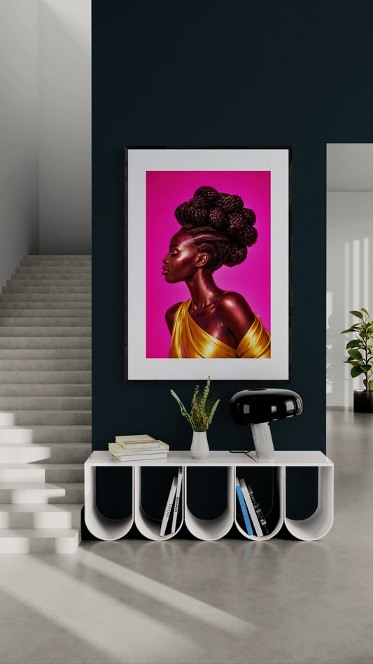 Magenta Silence Afro-Textural Matte Paper Poster - Chromatic Realism