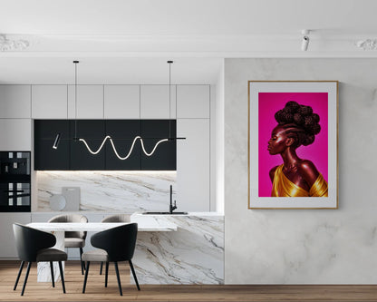 Magenta Silence Afro-Textural Matte Paper Poster - Chromatic Realism