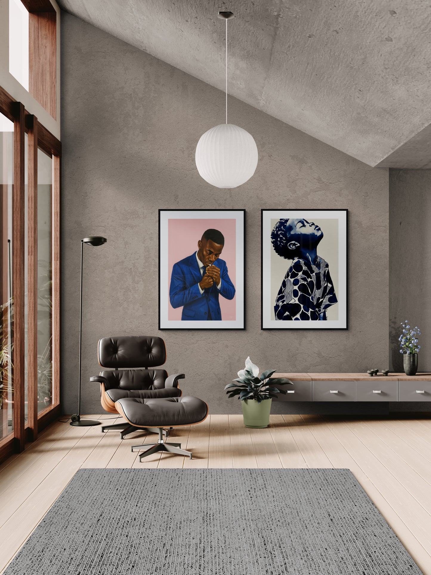 Man in Blue Cinematic-Figurative Matte Paper Poster - Film-Noir Style