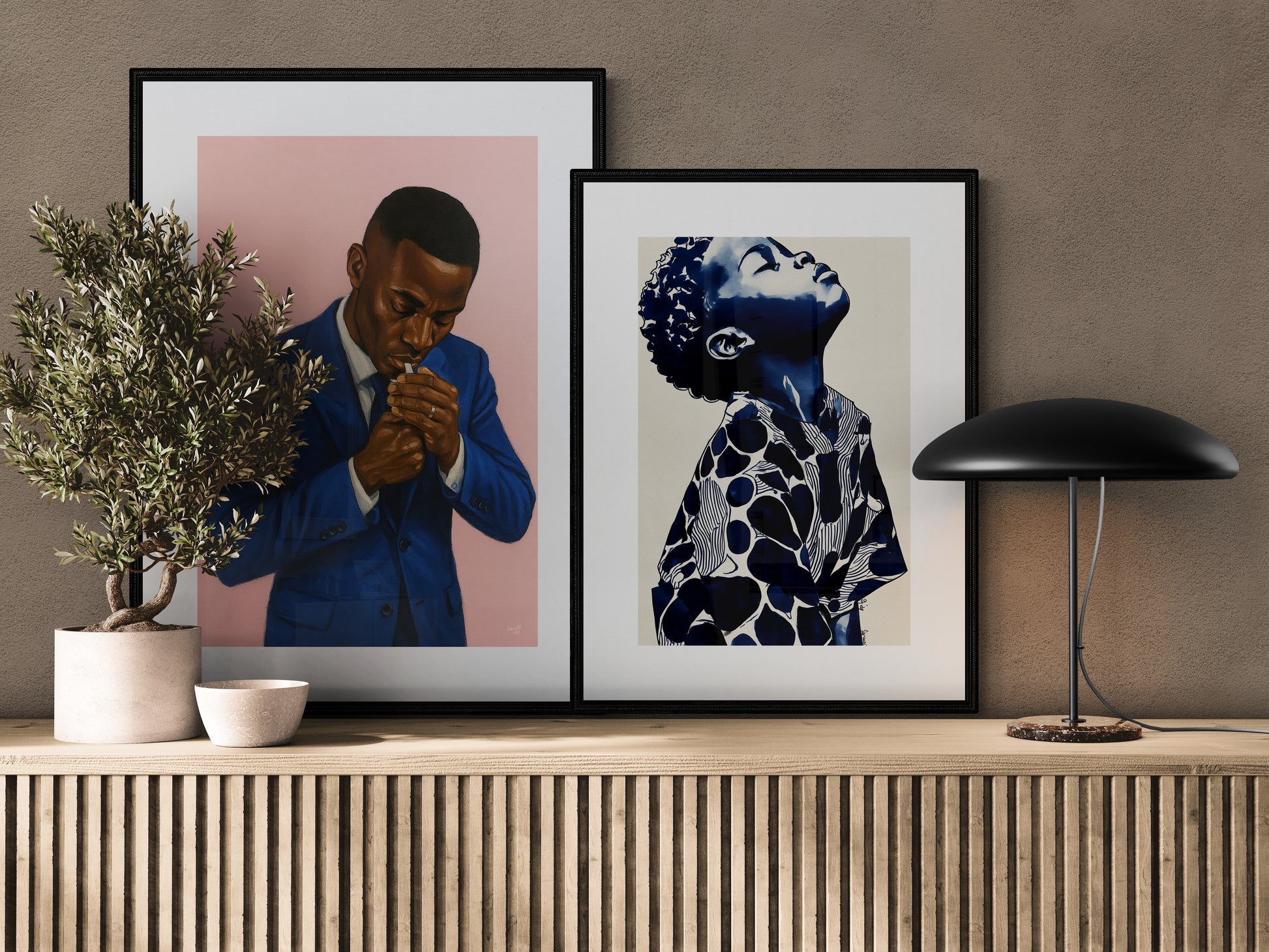 Man in Blue Cinematic-Figurative Matte Paper Poster - Film-Noir Style