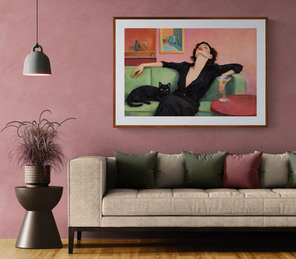 Martini at Dusk Retro-Modern Matte Paper Poster - Pop Art Style