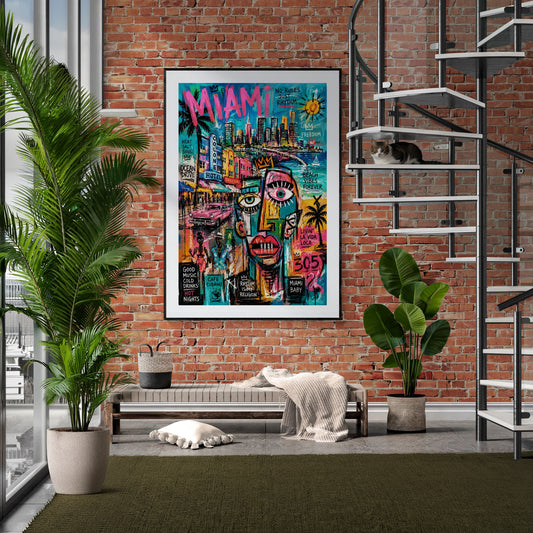 Miami Rhythm 305 Museum-Quality Street-Art Matte Paper Poster