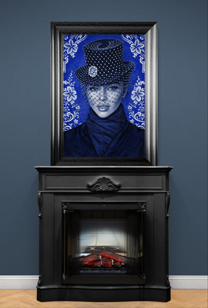 Midnight Elegance Matte Paper Poster - Delftware-Inspired