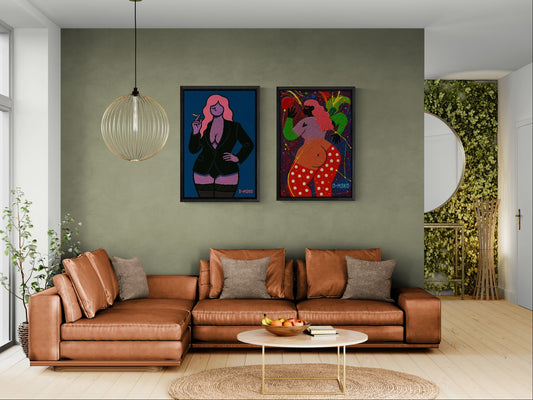 Pop Art Poster with Cosmic Curve Color-Block on Matte Paper
