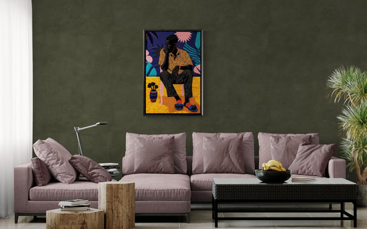 Nocturnal Reverie Textile-Inspired Matte Paper Poster - Pop Art