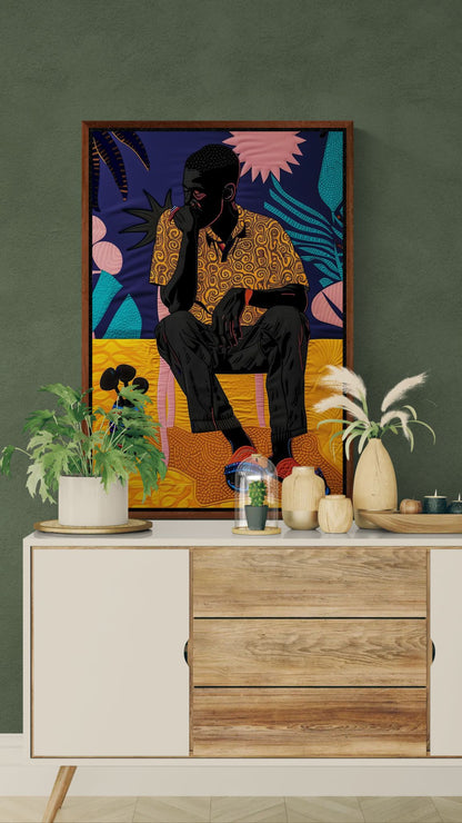 Nocturnal Reverie Textile-Inspired Matte Paper Poster - Pop Art
