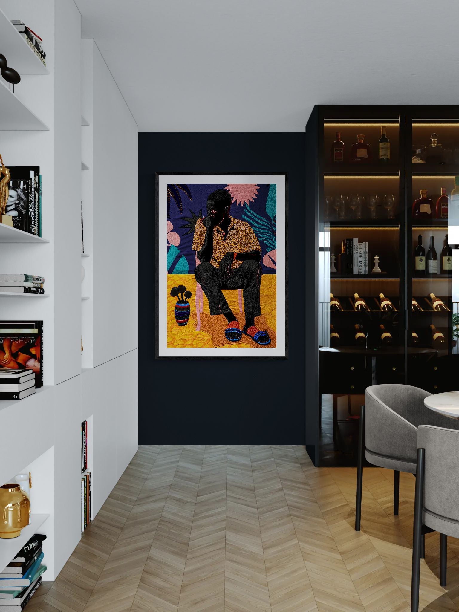Nocturnal Reverie Textile-Inspired Matte Paper Poster - Pop Art