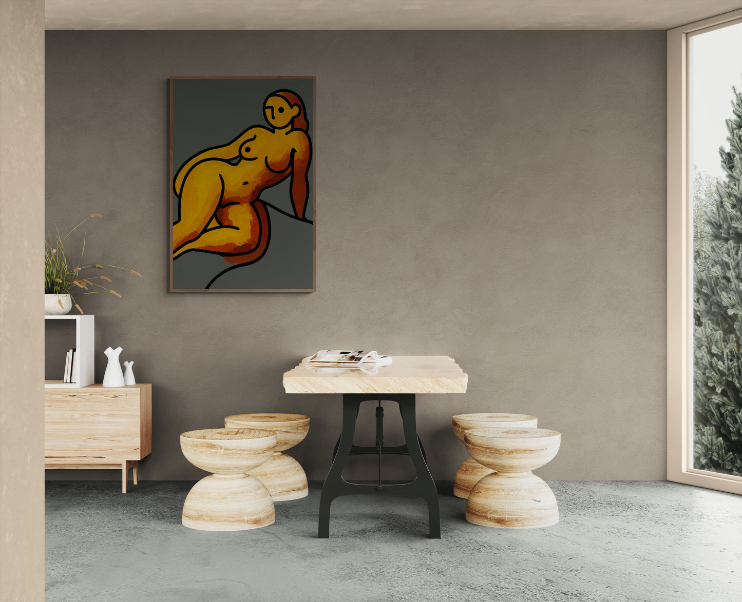 Minimalist Nude Expression Line-Art Matte Paper Poster - Matisse-Like