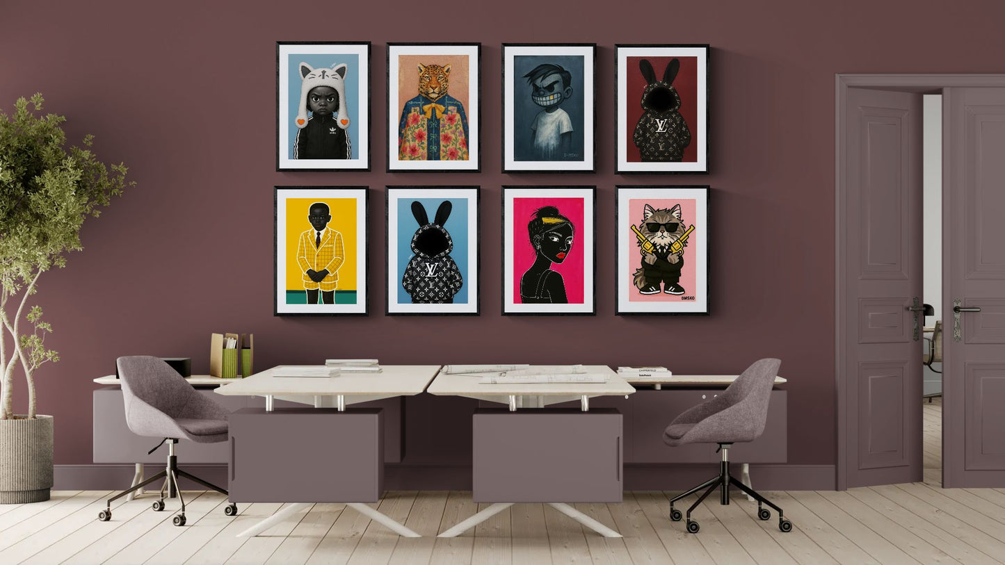 Monogram Shadow Luxury-Parody Matte Poster in Pop Art