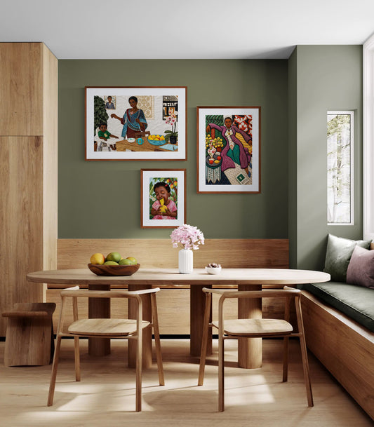 Mother’s Table Quilt-Inspired Matte Paper Poster - Bisa Butler Style