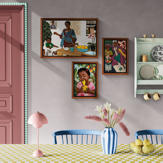 Mother’s Table Quilted-Style Framed Canvas - Bisa Butler Style