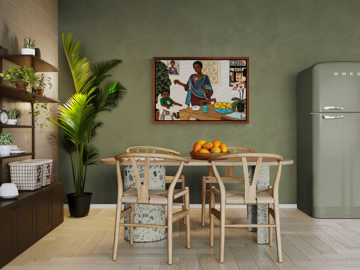 Mother’s Table Quilted-Style Framed Canvas - Bisa Butler Style