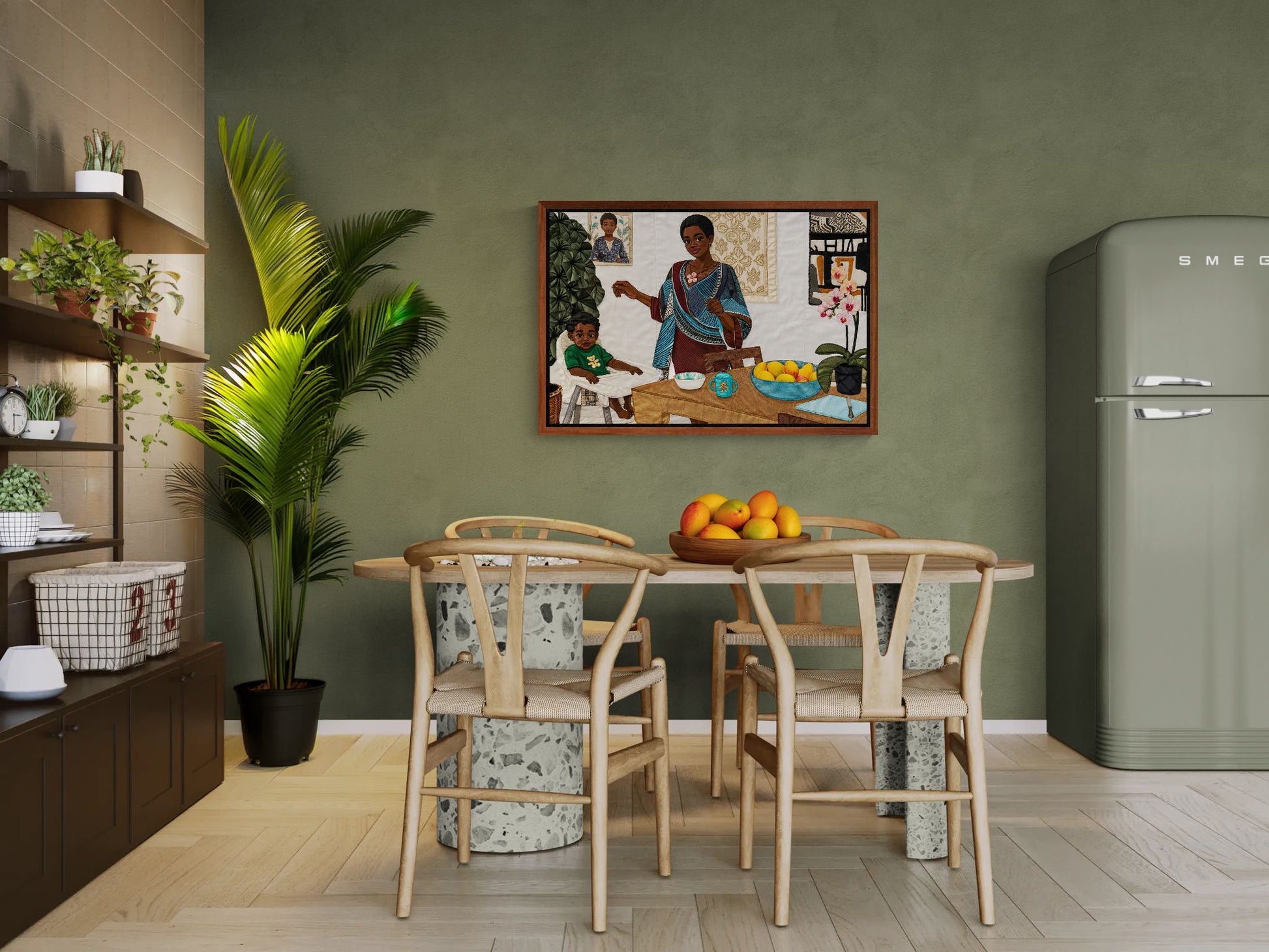 Mother’s Table Quilted-Style Framed Canvas - Bisa Butler Style