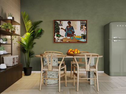Mother’s Table Quilted-Style Framed Canvas - Bisa Butler Style