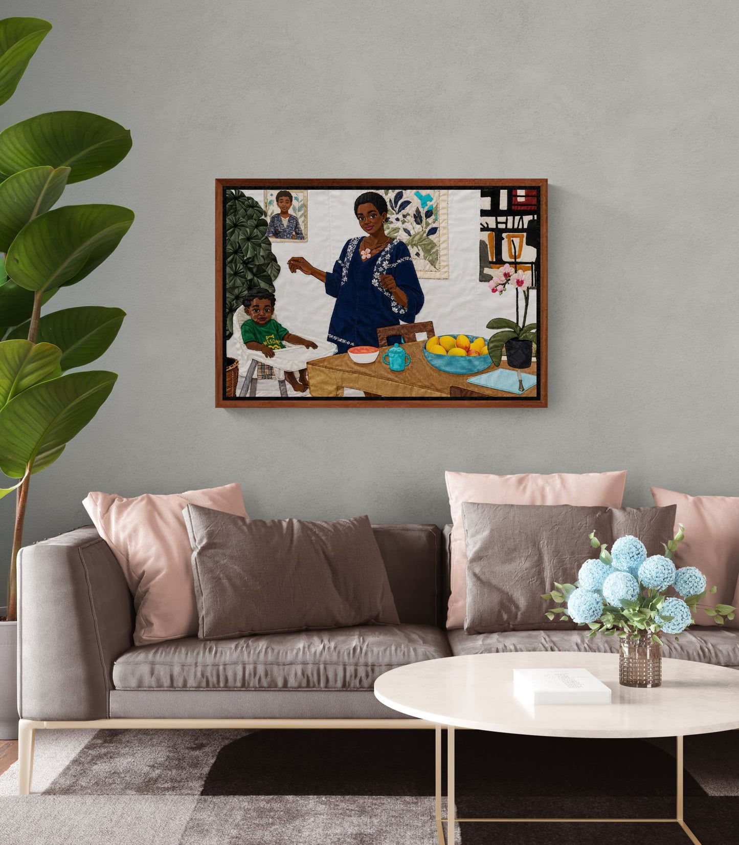 Mother’s Table Framed Canvas Quilt-Inspired - Bisa Butler Style