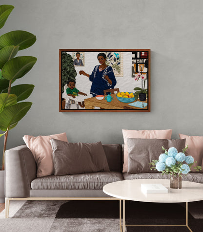 Mother’s Table Framed Canvas Quilt-Inspired - Bisa Butler Style