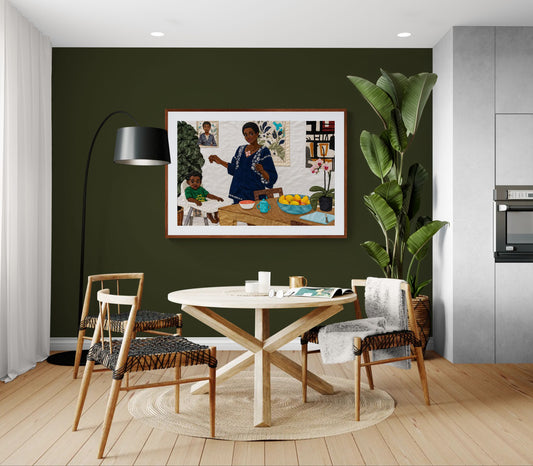 Mother’s Table Quilt-Inspired Matte Paper Poster - Bisa Butler Style