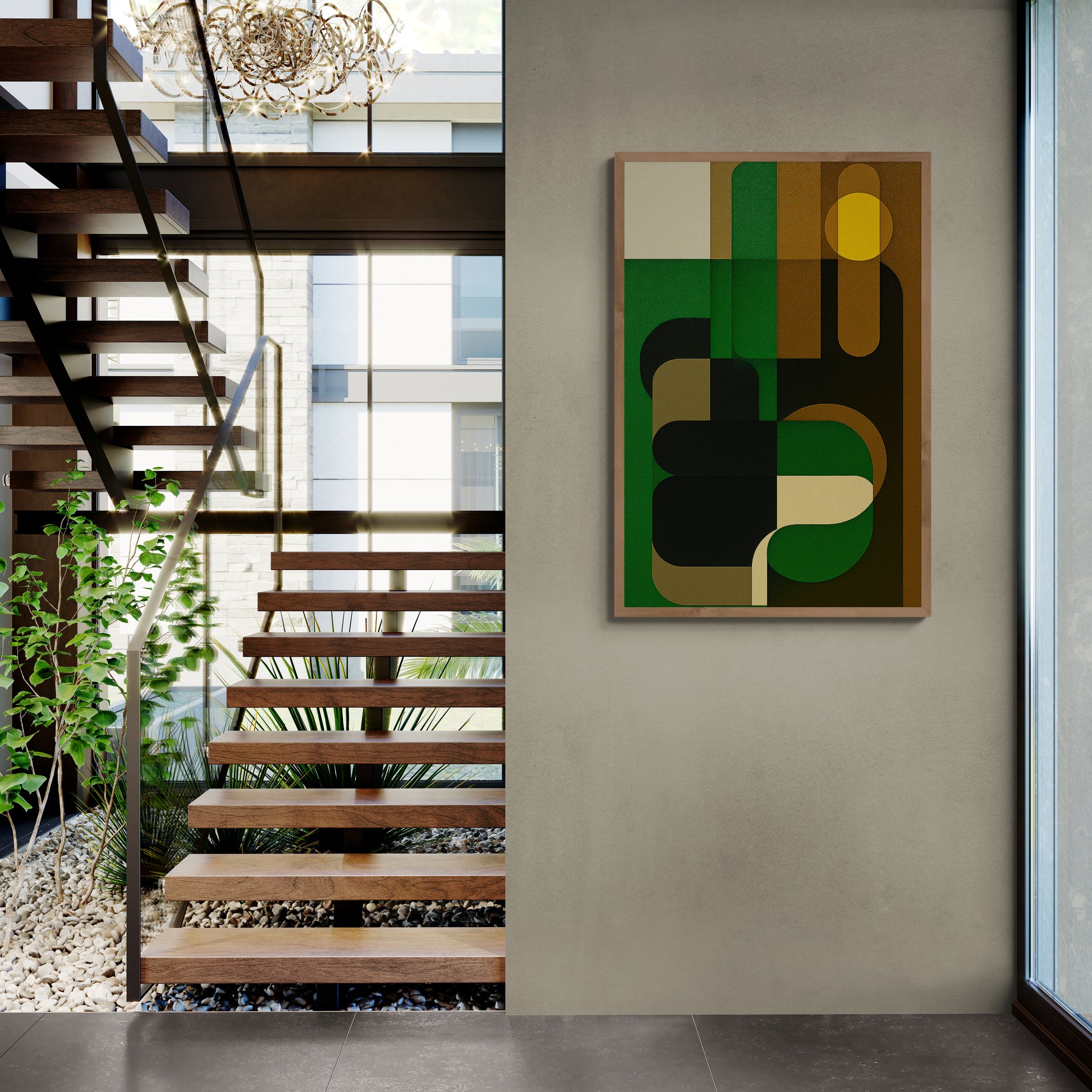 Nature in Shapes: Geometric Matte Poster in Bauhaus Style