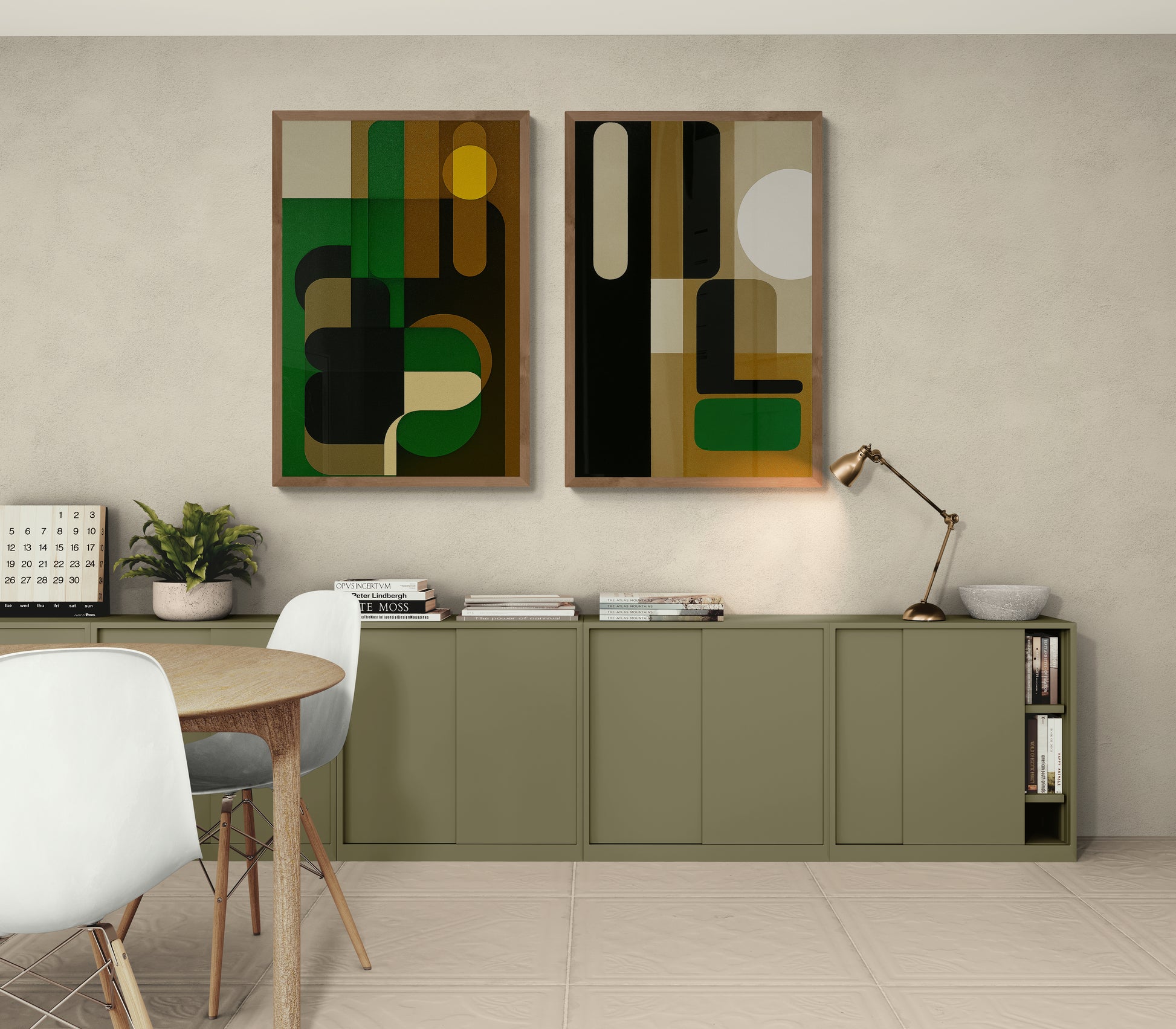 Nature in Shapes: Geometric Matte Poster in Bauhaus Style