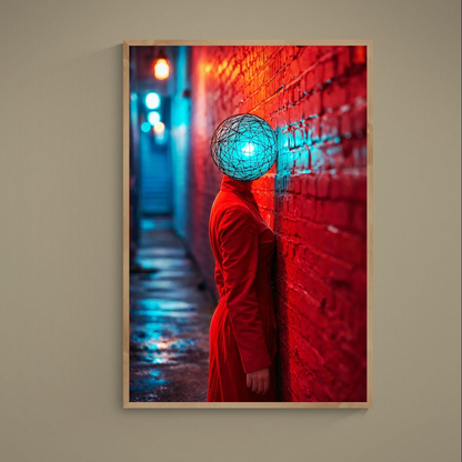 Neon Alley Portrait póster cyberpunk surrealista