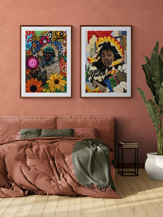 Neon Oracle Black Child Quilt-Inspired Matte Paper Poster - Bisa Butle