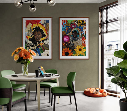 Neon Oracle Black Child Quilt-Inspired Matte Paper Poster - Bisa Butle