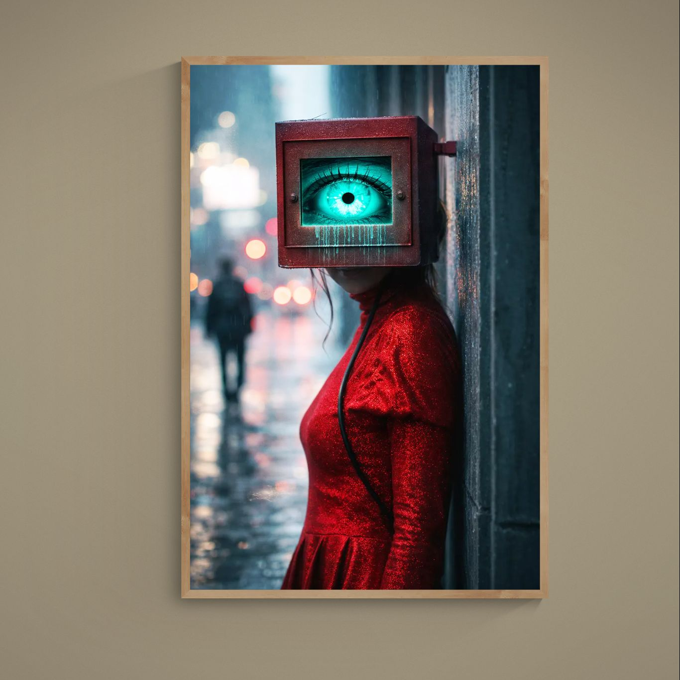 Neon Watcher Cyberpunk-surreal museumkwaliteit poster
