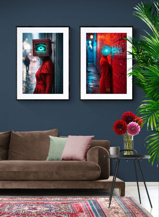 Neon Watcher Ojo Cyberpunk Póster Mate