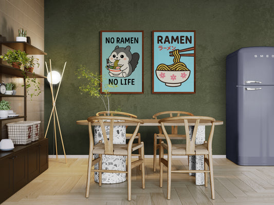 No Ramen No Life Slurping Happiness Matte Paper Poster - Kawaii
