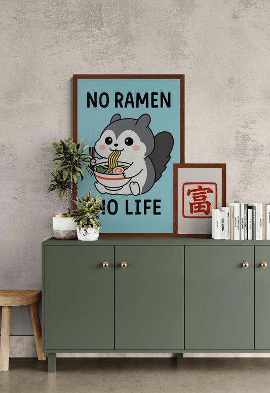 No Ramen No Life Slurping Happiness Matte Paper Poster - Kawaii