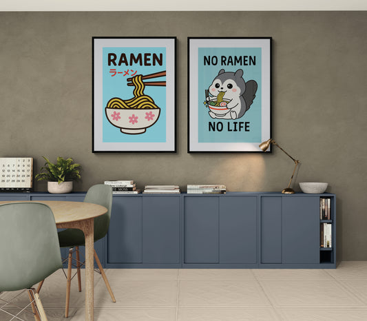No Ramen No Life Slurping Happiness Matte Paper Poster - Kawaii