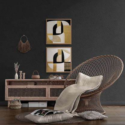 Noir Arch Geometric-Abstract Matte Paper Poster in Art Deco Style
