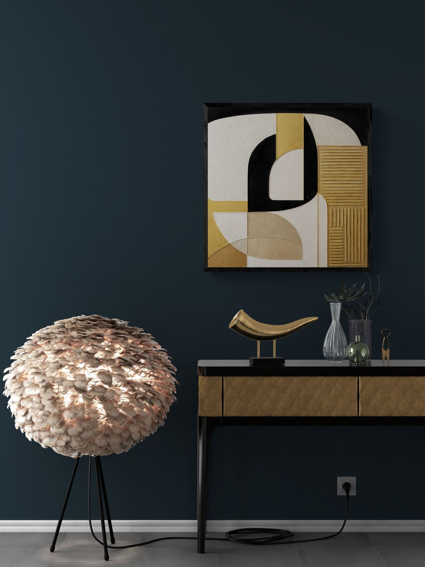 Noir Arch Geometric-Abstract Matte Paper Poster in Art Deco Style
