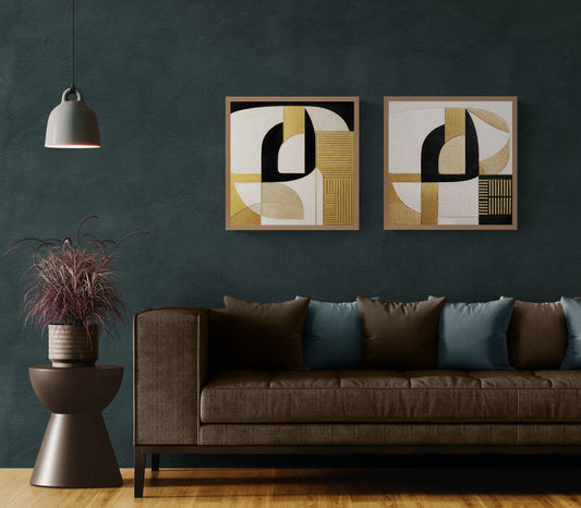 Noir Arch Geometric-Abstract Matte Paper Poster in Art Deco Style
