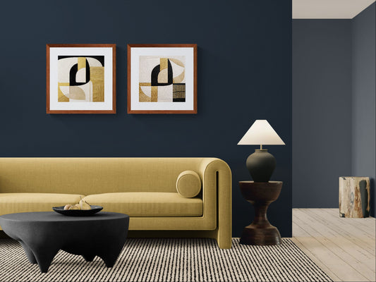 Noir Geometry Black-Gold Matte Paper Poster - Art Deco Flair
