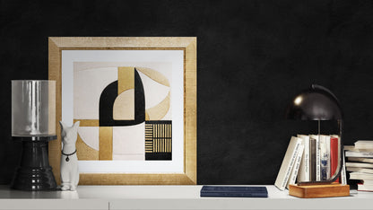 Noir Geometry Black-Gold Matte Paper Poster - Art Deco Flair