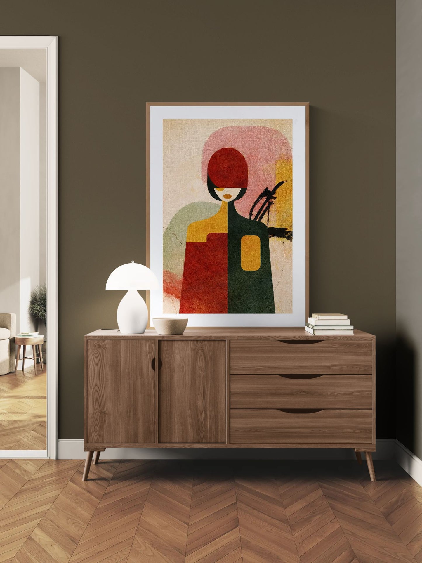 Ochre & Rouge Color-Block Matte Poster in Bauhaus-Inspired Design