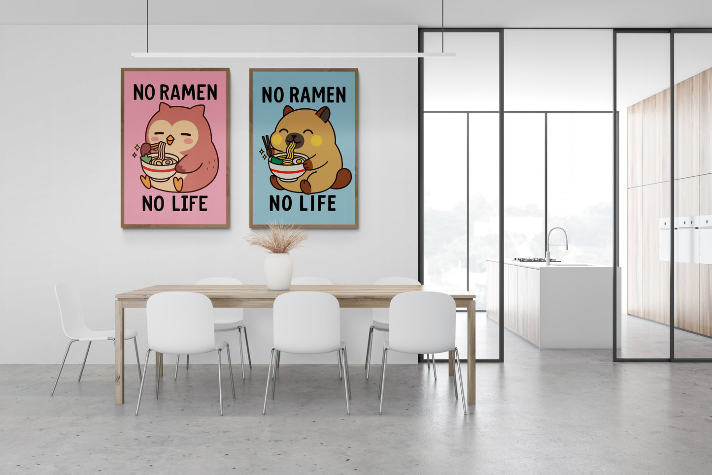 Owl Ramen Love Kawaii-Inspired Matte Paper Poster