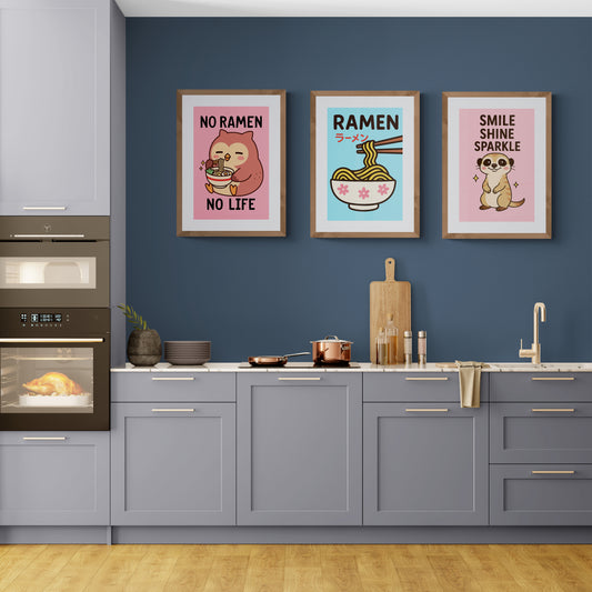 Owl Ramen Love Kawaii-Inspired Matte Paper Poster