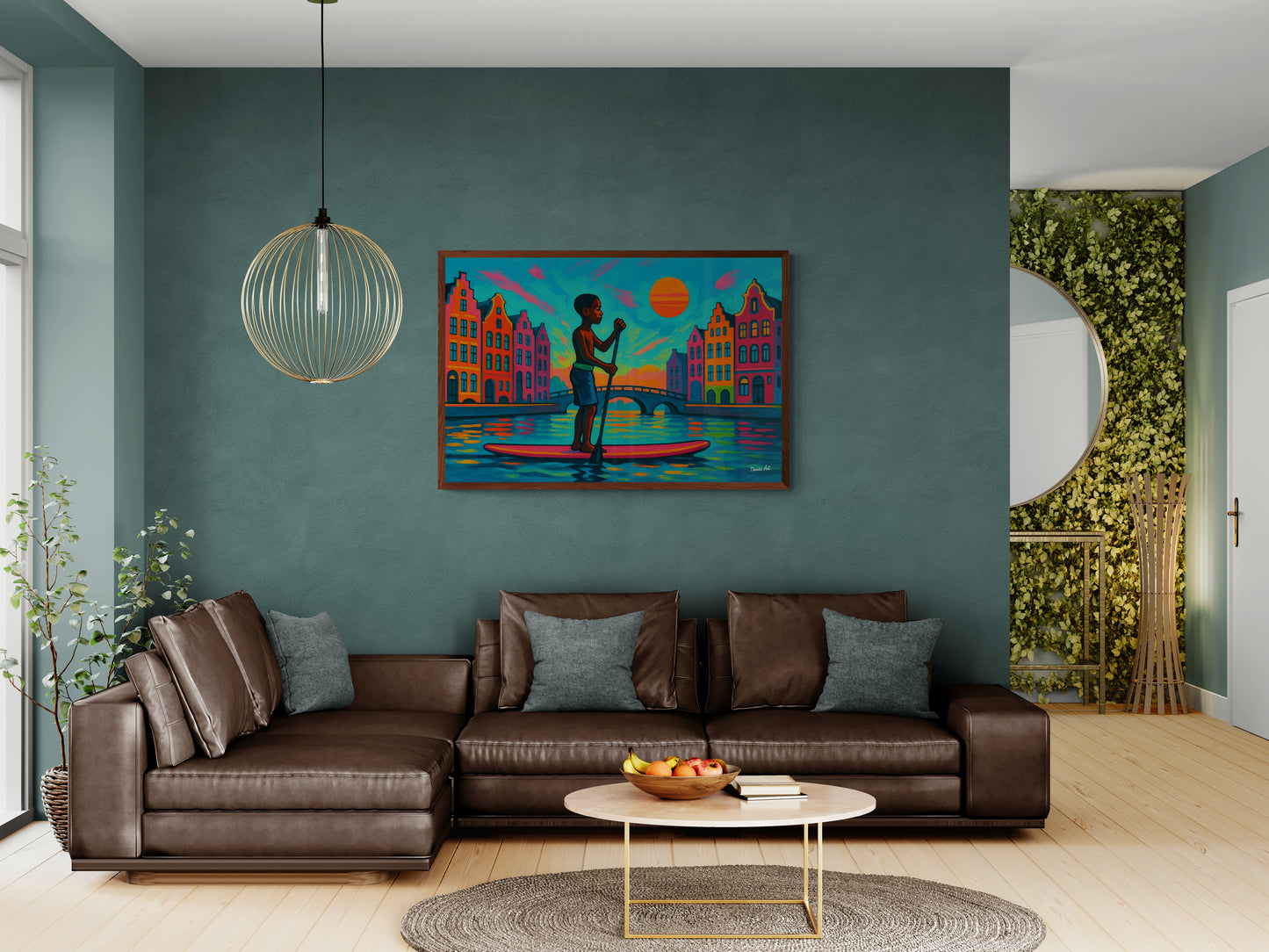 Paddling Through Amsterdam Matte Paper Poster - Fauvist-Inspired