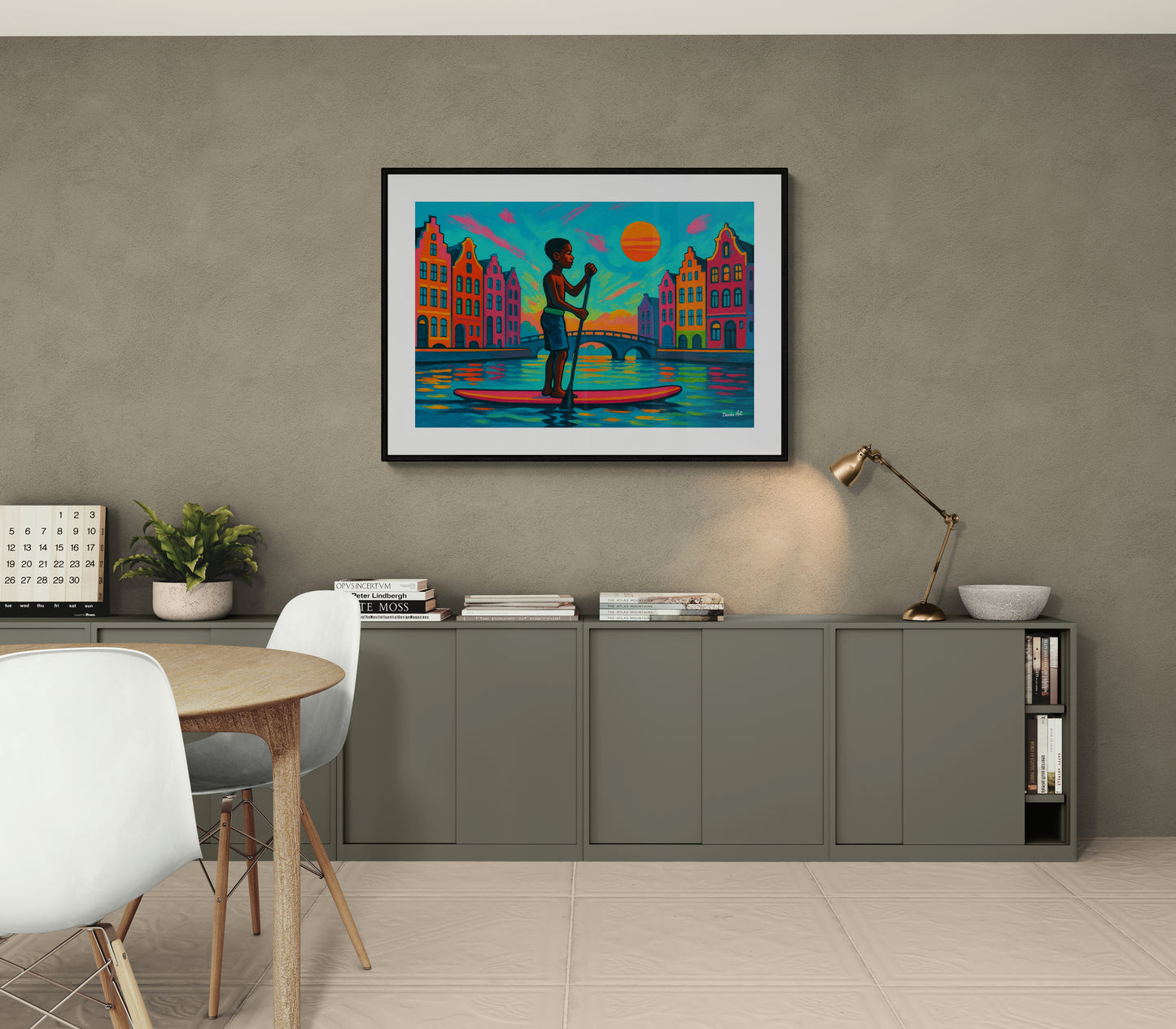 Paddling Through Amsterdam Matte Paper Poster - Fauvist-Inspired