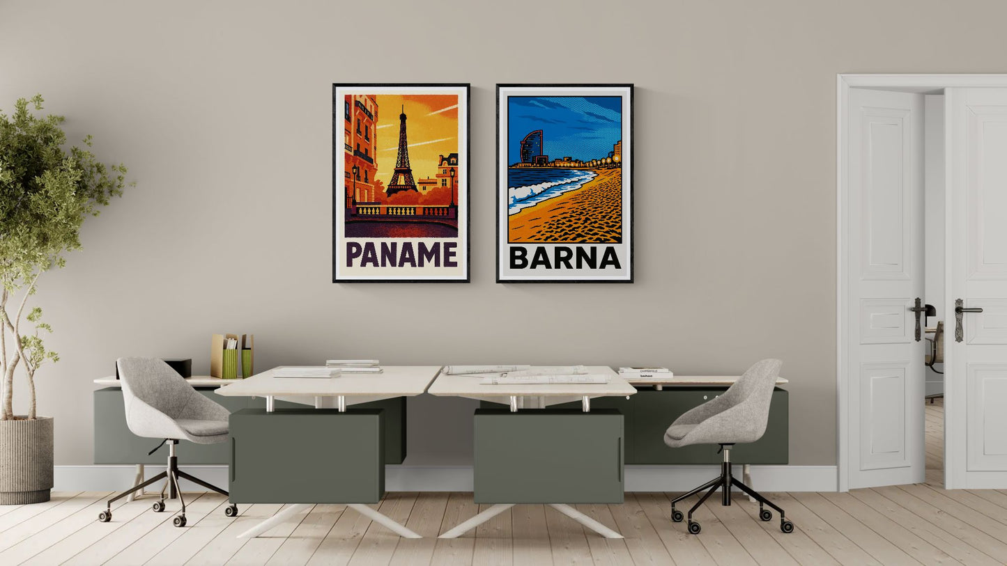 Barcelona Coast Retro-Travel Matte Paper Poster - Pop Art Style